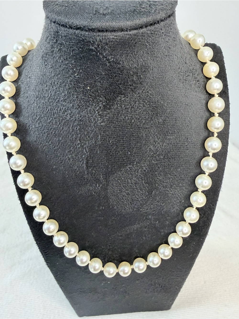 Vintage Glass Faux Pearl Necklace with 18KGF Clasp - 1960s